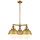 Hampden Chandelier shown in the Brushed Brass finish with a Matte White shade