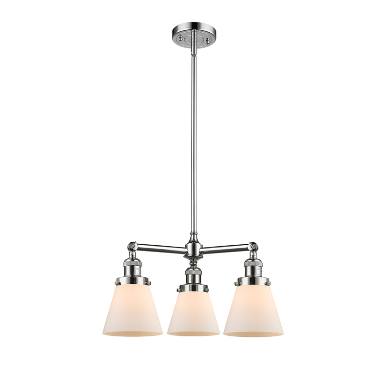 Cone Chandelier shown in the Polished Chrome finish with a Matte White shade