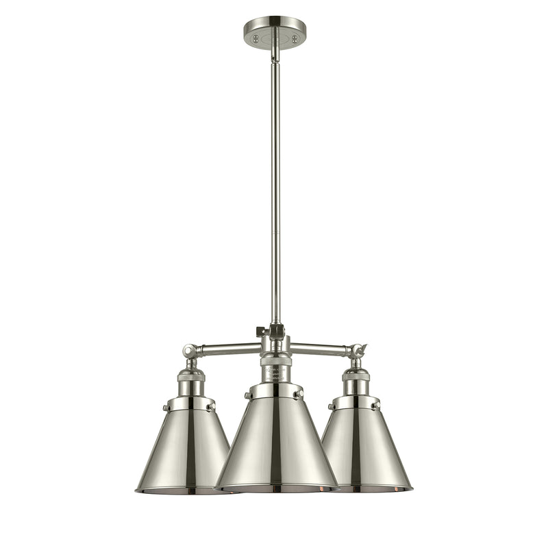 Appalachian Chandelier shown in the Polished Nickel finish with a Polished Nickel shade