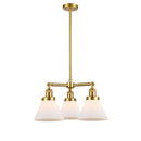 Cone Chandelier shown in the Satin Gold finish with a Matte White shade