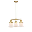 Cone Chandelier shown in the Satin Gold finish with a Matte White shade