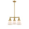 Cone Chandelier shown in the Satin Gold finish with a Matte White shade