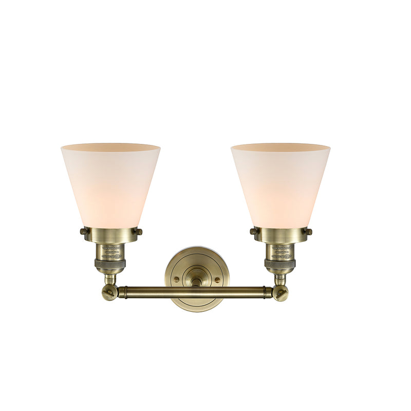 Innovations Lighting Small Cone 2 Light Bath Vanity Light Part Of The Franklin Restoration Collection 208-AB-G61