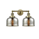 Bell Bath Vanity Light shown in the Antique Brass finish with a Silver Plated Mercury shade