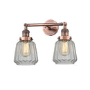 Chatham Bath Vanity Light shown in the Antique Copper finish with a Clear shade