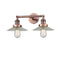 Halophane Bath Vanity Light shown in the Antique Copper finish with a Clear Halophane shade