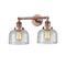 Bell Bath Vanity Light shown in the Antique Copper finish with a Seedy shade