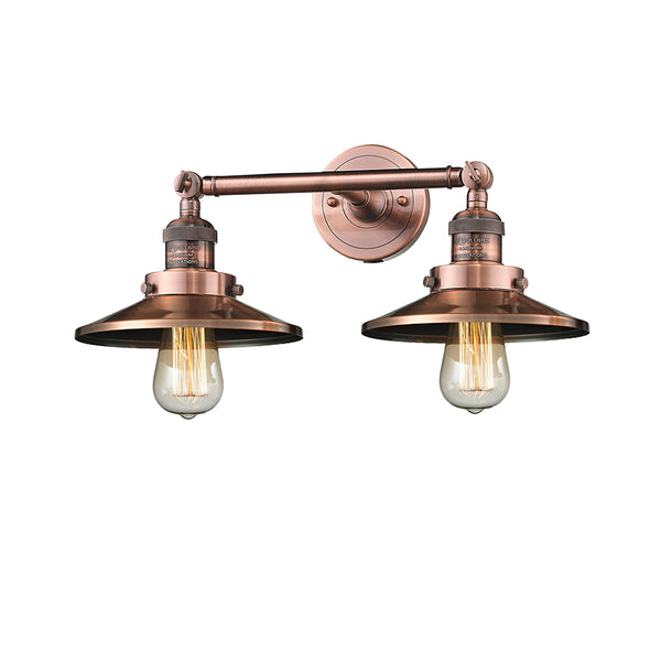 Railroad Bath Vanity Light shown in the Antique Copper finish with a Antique Copper shade