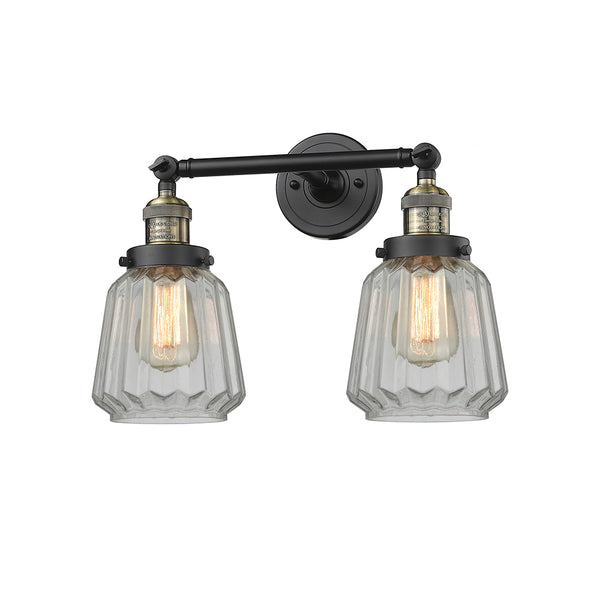 Chatham Bath Vanity Light shown in the Black Antique Brass finish with a Clear shade