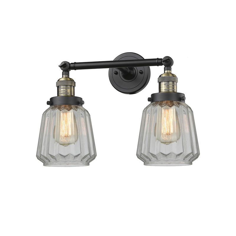 Chatham Bath Vanity Light shown in the Black Antique Brass finish with a Clear shade