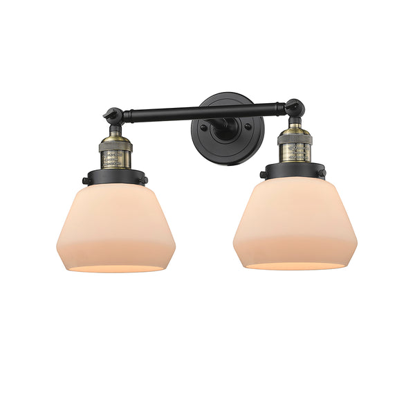Fulton Bath Vanity Light shown in the Black Antique Brass finish with a Matte White shade