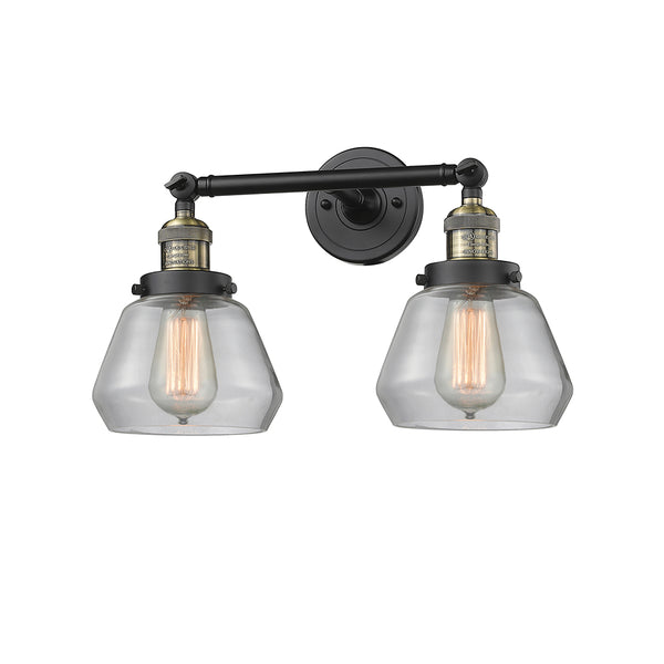 Fulton Bath Vanity Light shown in the Black Antique Brass finish with a Clear shade