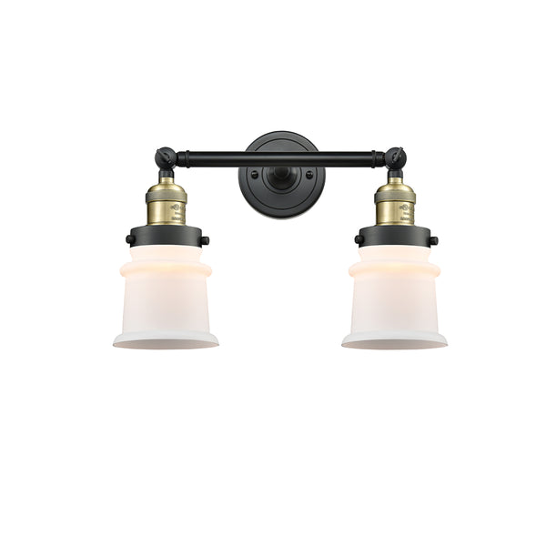 Canton Bath Vanity Light shown in the Black Antique Brass finish with a Matte White shade
