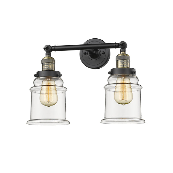 Canton Bath Vanity Light shown in the Black Antique Brass finish with a Clear shade