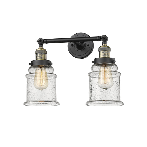 Canton Bath Vanity Light shown in the Black Antique Brass finish with a Seedy shade