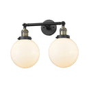 Beacon Bath Vanity Light shown in the Black Antique Brass finish with a Matte White shade