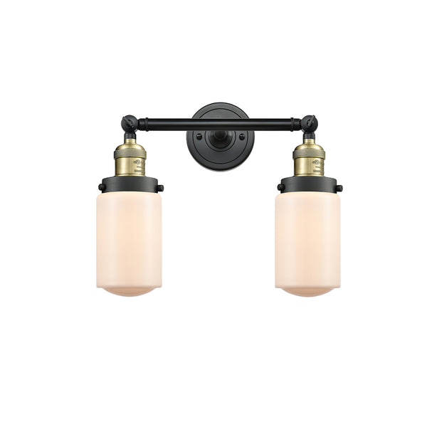 Dover Bath Vanity Light shown in the Black Antique Brass finish with a Matte White shade