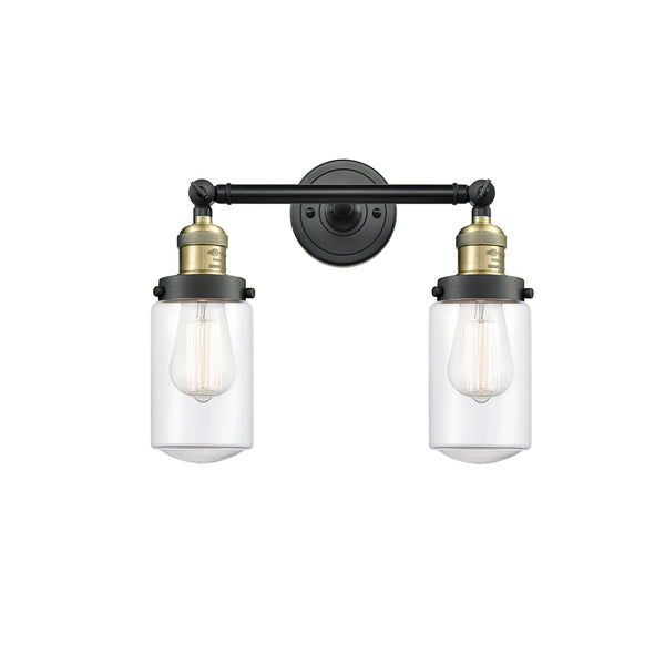 Dover Bath Vanity Light shown in the Black Antique Brass finish with a Clear shade