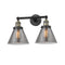 Cone Bath Vanity Light shown in the Black Antique Brass finish with a Plated Smoke shade