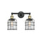 Bell Cage Bath Vanity Light shown in the Black Antique Brass finish with a Seedy shade