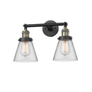 Cone Bath Vanity Light shown in the Black Antique Brass finish with a Clear shade