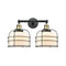 Bell Cage Bath Vanity Light shown in the Black Antique Brass finish with a Matte White shade