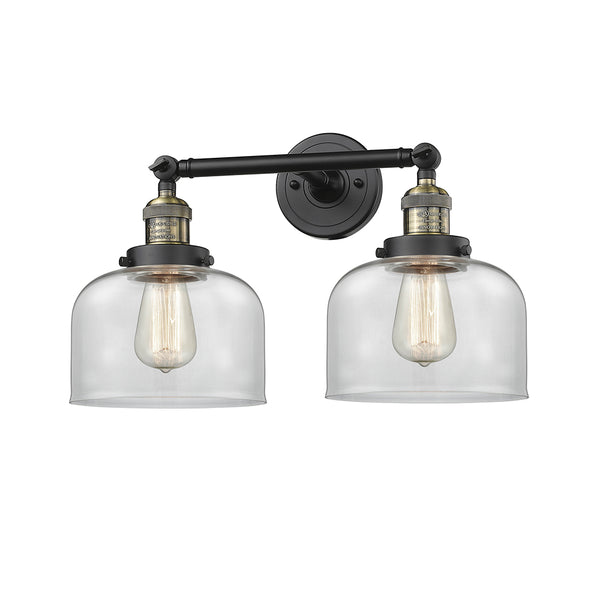 Bell Bath Vanity Light shown in the Black Antique Brass finish with a Clear shade