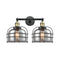 Bell Cage Bath Vanity Light shown in the Black Antique Brass finish with a Plated Smoke shade