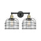 Bell Cage Bath Vanity Light shown in the Black Antique Brass finish with a Seedy shade