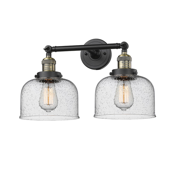 Bell Bath Vanity Light shown in the Black Antique Brass finish with a Seedy shade