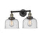 Bell Bath Vanity Light shown in the Black Antique Brass finish with a Seedy shade