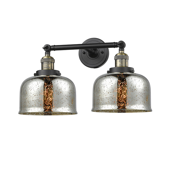 Bell Bath Vanity Light shown in the Black Antique Brass finish with a Silver Plated Mercury shade