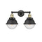 Hampden Bath Vanity Light shown in the Matte Black finish with a Seedy shade