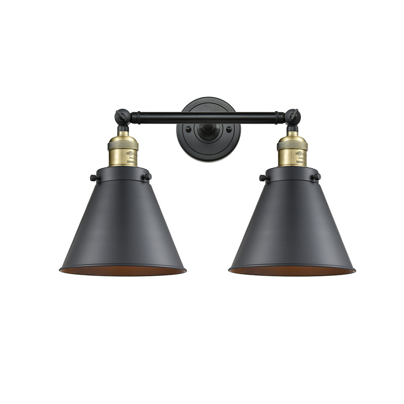 Appalachian Bath Vanity Light shown in the Black Antique Brass finish with a Matte Black shade