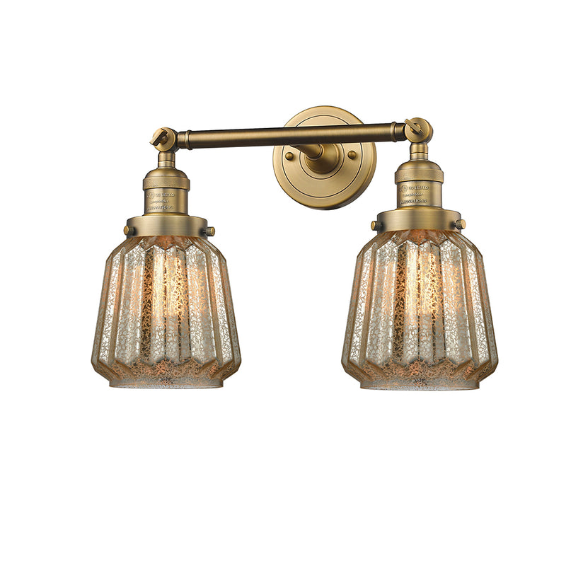 Chatham Bath Vanity Light shown in the Brushed Brass finish with a Mercury shade