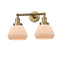 Fulton Bath Vanity Light shown in the Brushed Brass finish with a Matte White shade