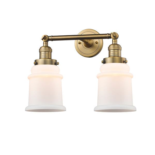 Canton Bath Vanity Light shown in the Brushed Brass finish with a Matte White shade