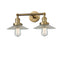 Halophane Bath Vanity Light shown in the Brushed Brass finish with a Clear Halophane shade