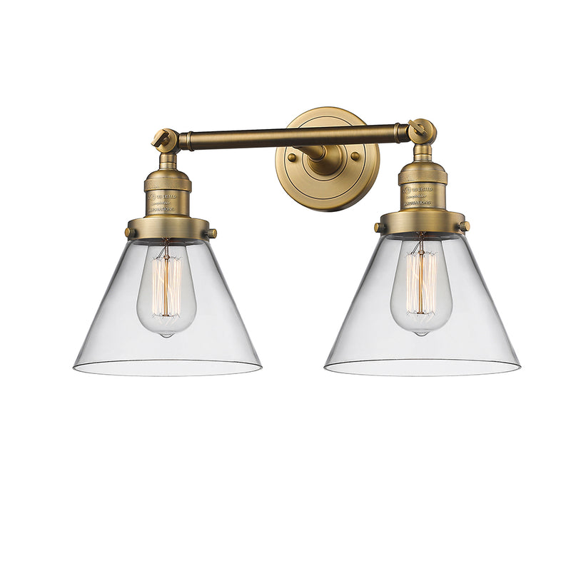 Cone Bath Vanity Light shown in the Brushed Brass finish with a Clear shade