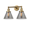 Cone Bath Vanity Light shown in the Brushed Brass finish with a Plated Smoke shade