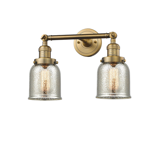 Bell Bath Vanity Light shown in the Brushed Brass finish with a Silver Plated Mercury shade