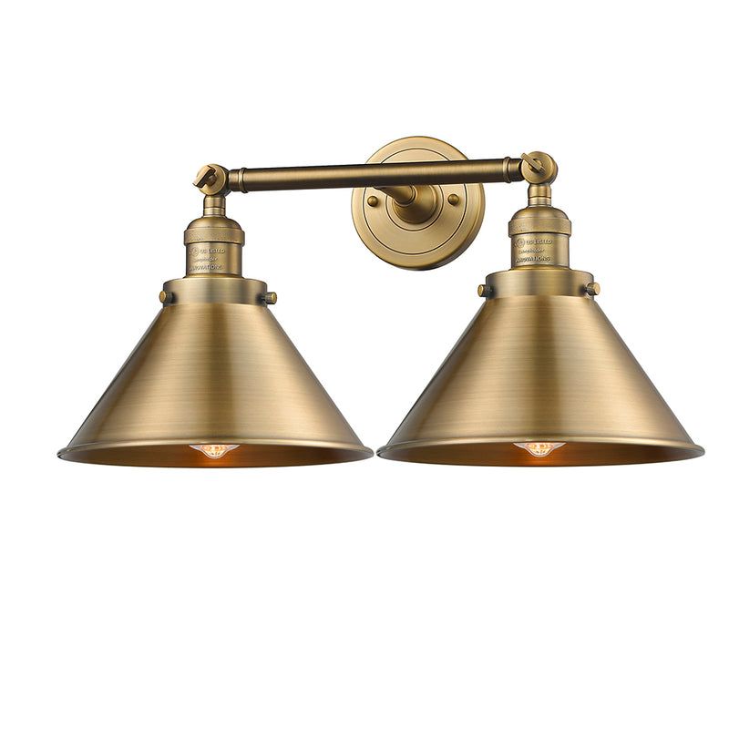 Briarcliff Bath Vanity Light shown in the Brushed Brass finish with a Brushed Brass shade