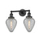 Geneseo Bath Vanity Light shown in the Matte Black finish with a Clear Crackled shade