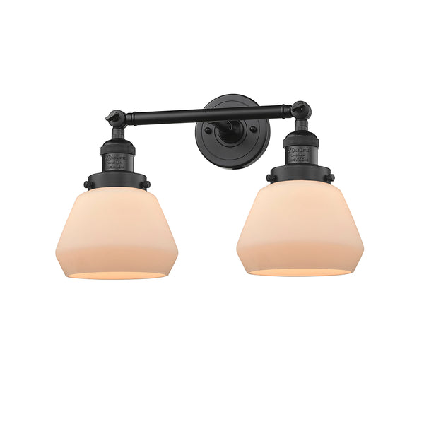 Fulton Bath Vanity Light shown in the Matte Black finish with a Matte White shade