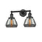 Fulton Bath Vanity Light shown in the Matte Black finish with a Plated Smoke shade