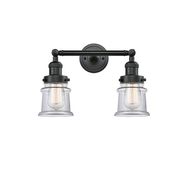 Canton Bath Vanity Light shown in the Matte Black finish with a Clear shade