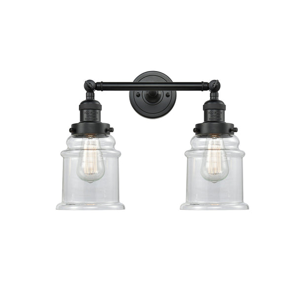 Canton Bath Vanity Light shown in the Matte Black finish with a Clear shade