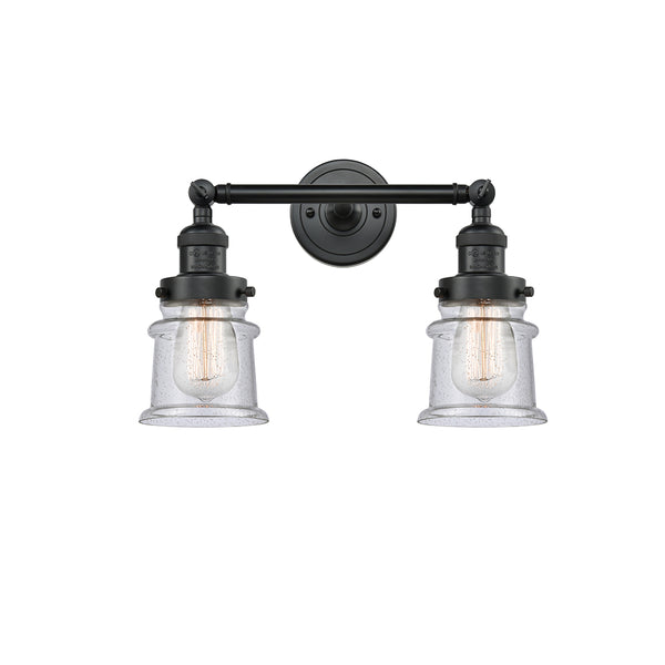 Canton Bath Vanity Light shown in the Matte Black finish with a Seedy shade
