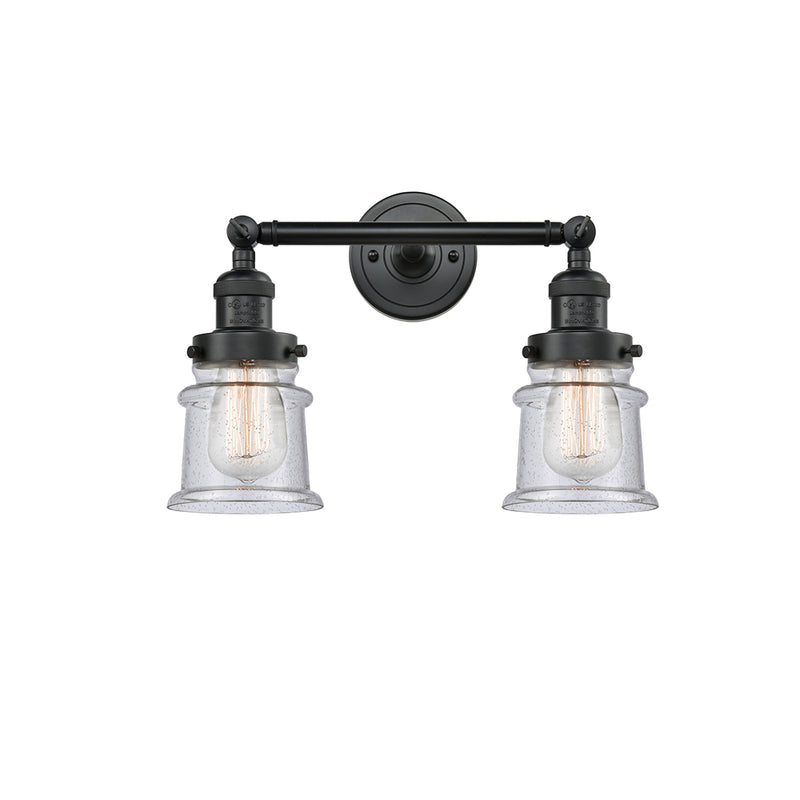Canton Bath Vanity Light shown in the Matte Black finish with a Seedy shade