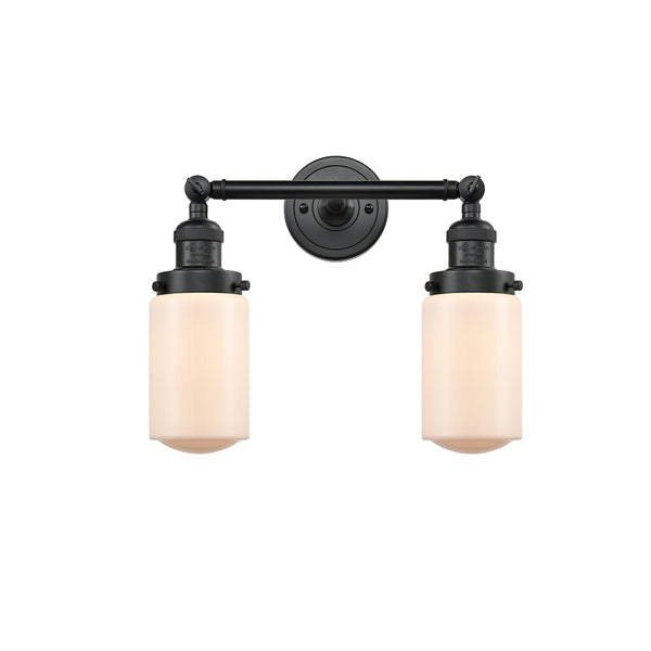 Dover Bath Vanity Light shown in the Matte Black finish with a Matte White shade